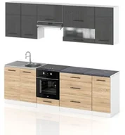 Meble kuchenne - Meble Kuchenne Kuchnia Marocco 2.6m Zestaw Modułowy Czarny Mat Dąb Sonoma - miniaturka - grafika 1