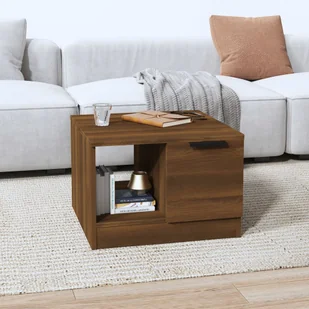 vidaXL Stolik kawowy brązowy dąb 50x50x36 cm materiał drewnopochodny - Stolik kawowy - Stoliki kawowe - Stolik kawowy - Stolik boczny - Ławy i stoliki kawowe - miniaturka - grafika 1