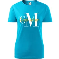 Koszulki i topy damskie - Damska Koszulka na Dzień Mamy Cool mom na Prezent dla Mamy Urodziny turkusowy XXL - miniaturka - grafika 1