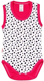 BODY ramiączko RAMKA bez rękawa Serduszka RÓŻ r 80 KLEKLE - Body dla niemowląt - miniaturka - grafika 1