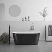 Wanny - VENTE-UNIQUE Wanna półwolnostojąca - 175L - 130 x 71,5 x 58 cm - Czarny - Akryl - DIVINA - miniaturka - grafika 1