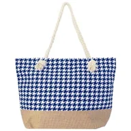 Torebki damskie - Torba plażowa duża granatowo-biała na zamek - miniaturka - grafika 1