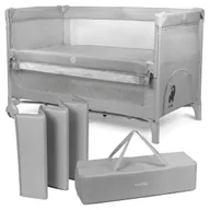 Łóżeczka i kojce - Łóżeczko Dziecięce Turystyczne Składane Dostawne Kojec Torba 60x120cm Szare - miniaturka - grafika 1