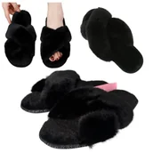 Kapcie damskie - Kapcie klapki pantofle damskie z futerkiem antypoślizgowe domowe 38/39 - miniaturka - grafika 1