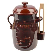 Beczki - Beczka kamionkowa do kiszenia ze szczypcami Brąz - miniaturka - grafika 1