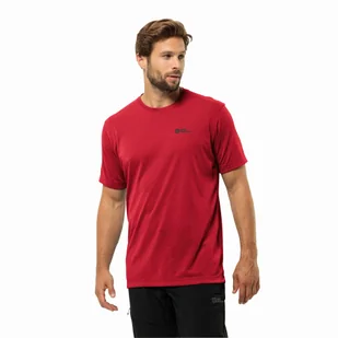 Męski t-shirt funkcjonalny Jack Wolfskin VONNAN S/S T M red glow - S - Koszulki męskie - miniaturka - grafika 1