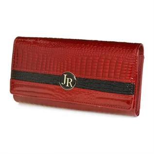 Portfele - Czerwony damski duży portfel skórzany RFID elegancki X34 - grafika 1