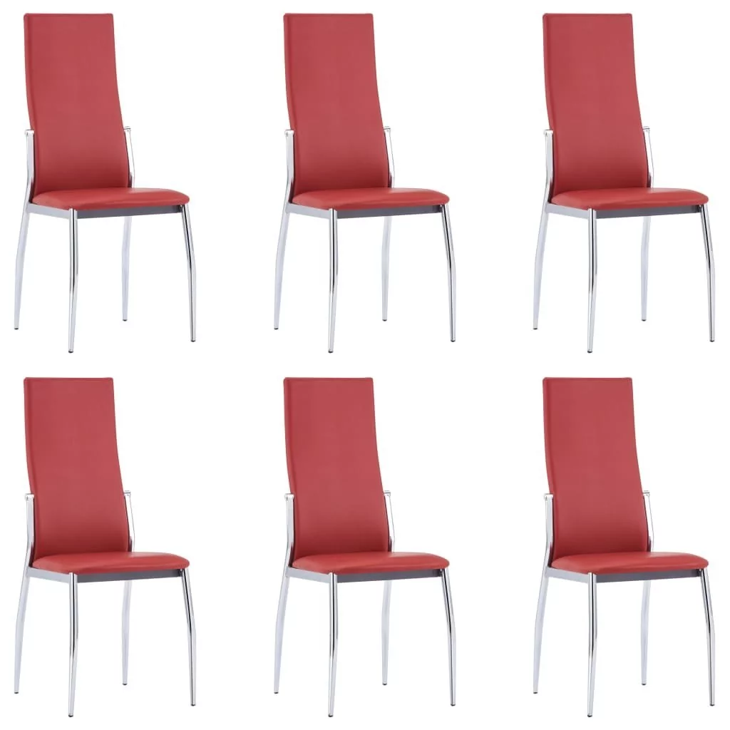 vidaXL Krzesła jadalniane, 6 szt., czerwone, sztuczna skóra