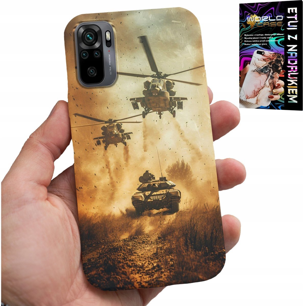 ETUI DO XIAOMI NOTE 10 / 10S - HELIKOPTER WOJSKOWY CZOŁG MILITARIA CASE