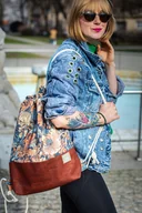 Plecaki worki - Workoplecak w kwiaty z ceglanym korkiem AKWARELOWE MARZENIE - miniaturka - grafika 1