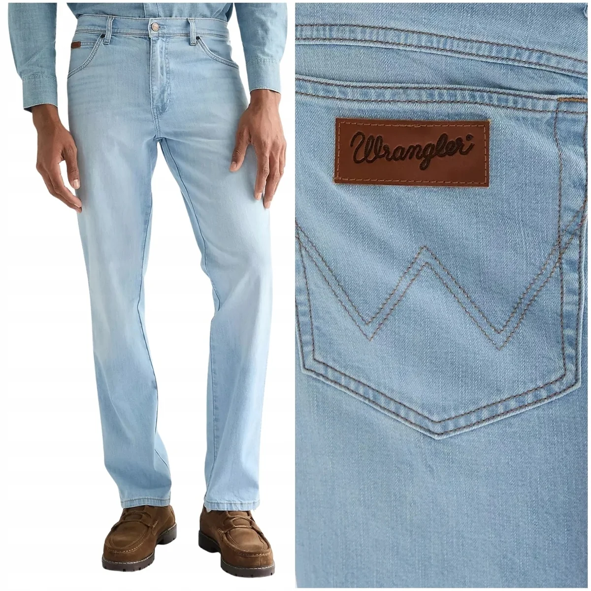 Wrangler Texas Bleach Lightweight klasyczne proste spodnie jeansowe W40 L32