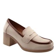 Półbuty damskie - Potocki 25-12628 damskie półbuty czółenka na słupku wkładka skóra beżowe - miniaturka - grafika 1