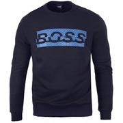 Bluzy męskie - Hugo Boss Bluza Z Motywem Carbon Granatowa /m - miniaturka - grafika 1