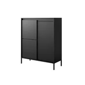 Komody - Czarna komoda SENSO 103 cm – wyrafinowany minimalizm z ryflowanymi frontami - miniaturka - grafika 1