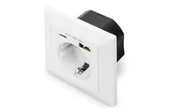 Gniazdka elektryczne - Digitus Gniazdo zabezpieczające do montażu podtynkowego z 1x USB Type-C™, 1x USB A - miniaturka - grafika 1