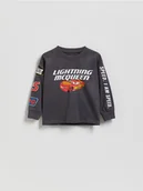 Bluzki dla niemowląt - Reserved - Bawełniany longsleeve Auta - ciemnoszary - miniaturka - grafika 1