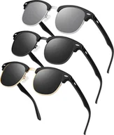 Okulary przeciwsłoneczne - LINVO Okulary przeciwsłoneczne z polaryzacją Mężczyźni Kobiety Retro Classic 100% UV400 Czarny Srebrny Szary - miniaturka - grafika 1