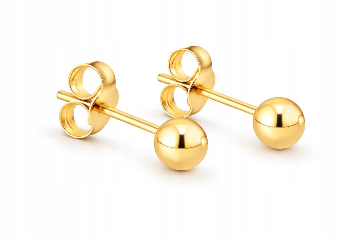 ZŁOTE KLASYCZNE KOLCZYKI KULKI KULECZKI 14KT 585 4 mm