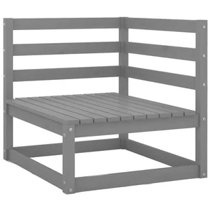 vidaXL Ogrodowa sofa narożna, szara, lite drewno sosnowe - Komplety wypoczynkowe - miniaturka - grafika 2