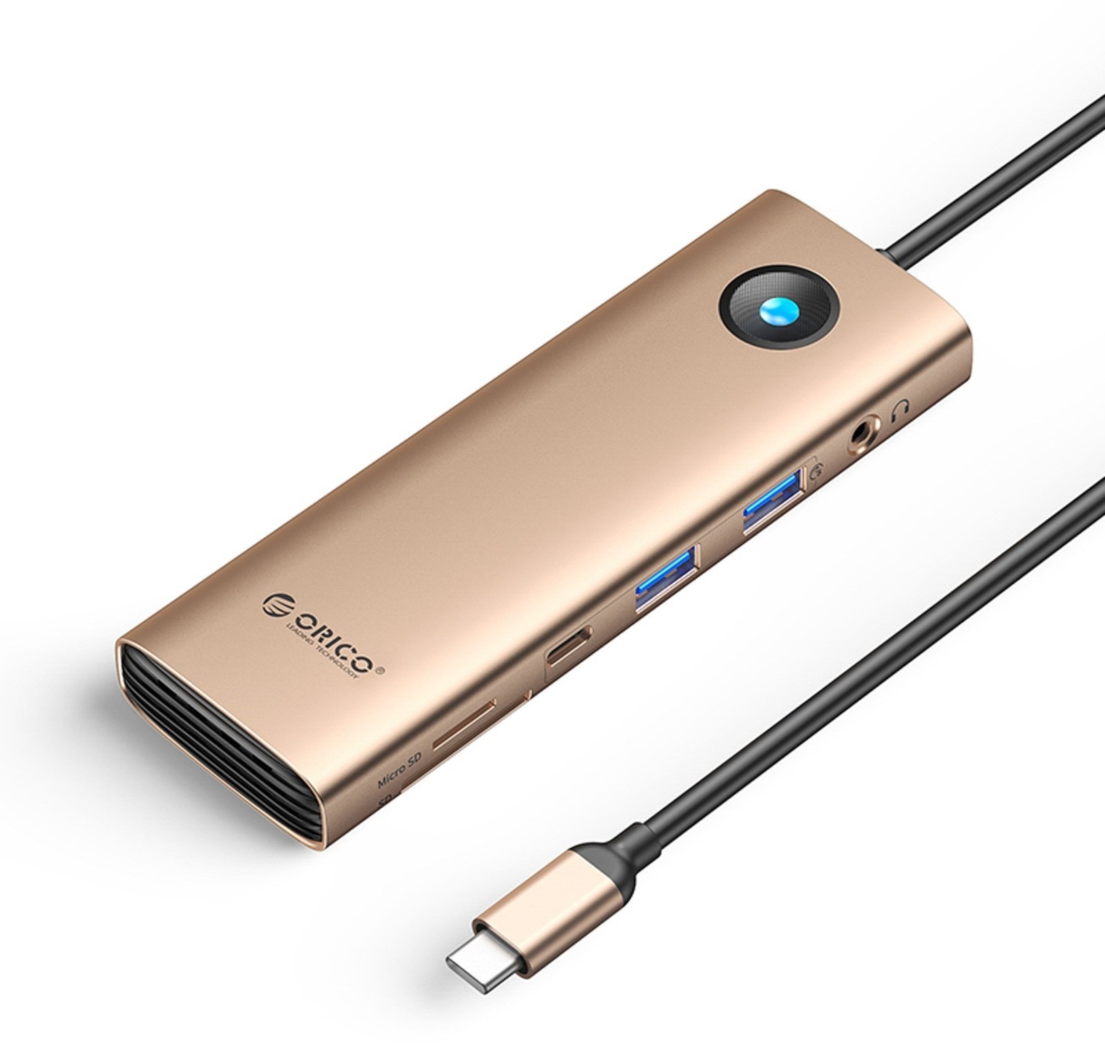 Stacja/replikator Orico Stacja dokująca USB-C Orico PW11 9w1 2x USB-A 3.0 1x USB-C 3.0 1x USB-C PD 100 1x HDMI 4K 60Hz 1x microSD/SD 1x RJ45 2.5G Ethernet 1x Audio 3,5 mm - różowo-złota