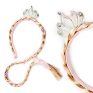 Dodatki do strojów karnawałowych - Opaska Wianek Pleciony Warkocz Roszpunka Elsa - miniaturka - grafika 1