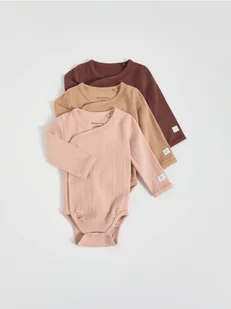 Reserved - Prążkowane body 3 pack - brązowy - Komplety dla niemowląt - miniaturka - grafika 1