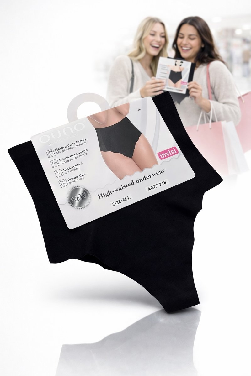 Damskie stringi modelujące czarne wysoki stan efekt wyszczuplenia M/L