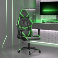 Fotele gamingowe - vidaXL Fotel gamingowy, czarno-zielony, sztuczna skóra - miniaturka - grafika 1