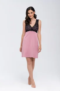 Koszulka Larisa Różowa (usztywniane miseczki) Różowy, L - Bielizna nocna - miniaturka - grafika 1