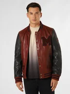 Kurtki męskie - Gipsy Męska kurtka skórzana Mężczyźni skóra czerwony|czarny jednolity, M - miniaturka - grafika 1