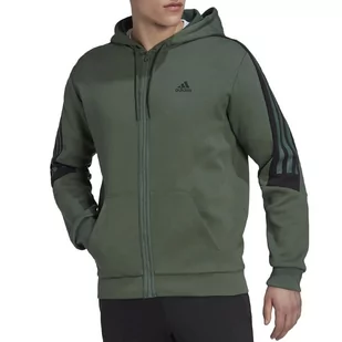 Bluza adidas Future Icons 3-Stripes Full-Zip HC5841 - zielona - Adidas - Bluzy sportowe męskie - miniaturka - grafika 1