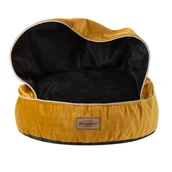 Pozostałe akcesoria dla psów - RECOBED pufa z kocykiem Welurowe miodowy/czarny M Ø70cm - miniaturka - grafika 1
