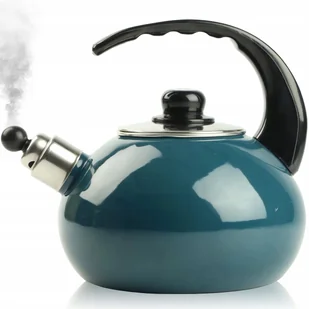 CZAJNIK EMALIOWANY NOWOCZESNY TURKUSOWY Z GWIZDKIEM STAL 2,5 L INDUKCJA GAZ - Czajniki na gaz - miniaturka - grafika 1