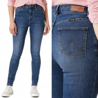 Spodnie damskie - Wrangler SKINNY Marina RURKI Z WYŻSZYM STANEM BLUE DżINS W26 L32 - miniaturka - grafika 1