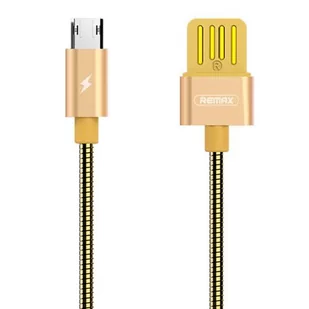 Remax Silver Serpent RC-080m kabel w metalowym oplocie przewód USB / micro USB 2.1A 1M złoty 6954851276234 - Kable USB - miniaturka - grafika 1