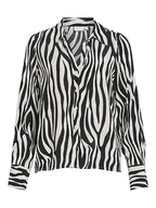 Bluzki damskie - Vila Damska bluzka Vifini Button L/S Shirt-Noos z długim rękawem, Black/Aop: elino W. White Sand, 38 - miniaturka - grafika 1