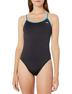 TYR Damski kostium kąpielowy Hexa Trinityfit Blk/Blue 26 - Stroje kąpielowe - miniaturka - grafika 1