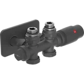 Zawory i kraniki - Mexen G00 zestaw termostatyczny kątowy/prosty z maskownicą S, Duplex, DN50, antracyt - W908-900-910-66 - miniaturka - grafika 1