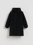 Kurtki i płaszcze dla dziewczynek - Reserved - Pikowany płaszcz z połyskiem - czarny - miniaturka - grafika 1