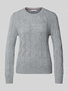 Sweter z dzianiny o kroju regular fit z czystej wełny - Swetry damskie - miniaturka - grafika 1