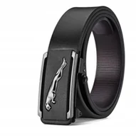 Paski - Modny elegancki pasek Jaguar czarny regulowany prezent - miniaturka - grafika 1