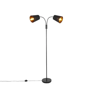 QAZQA Nowoczesna lampa podłogowa czarna 2-punktowa - Carmen - Lampy stojące - miniaturka - grafika 1