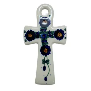 Ceramiczny krzyż wiszący Ceramika Bolesławiec - Ozdoby bożonarodzeniowe - miniaturka - grafika 1