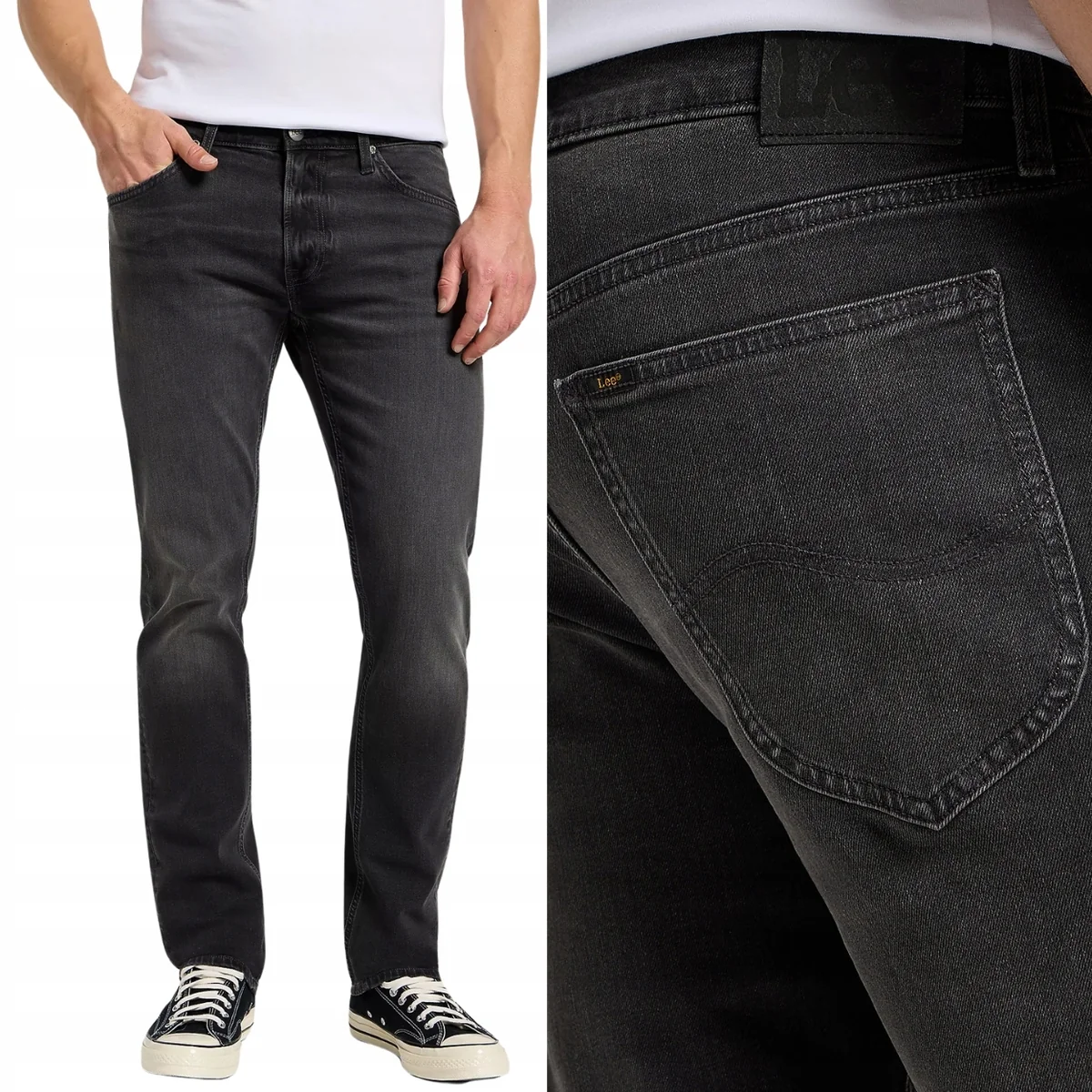 Lee Daren Zip Fly Cement szare niższe proste spodnie jeansowe W36 L34