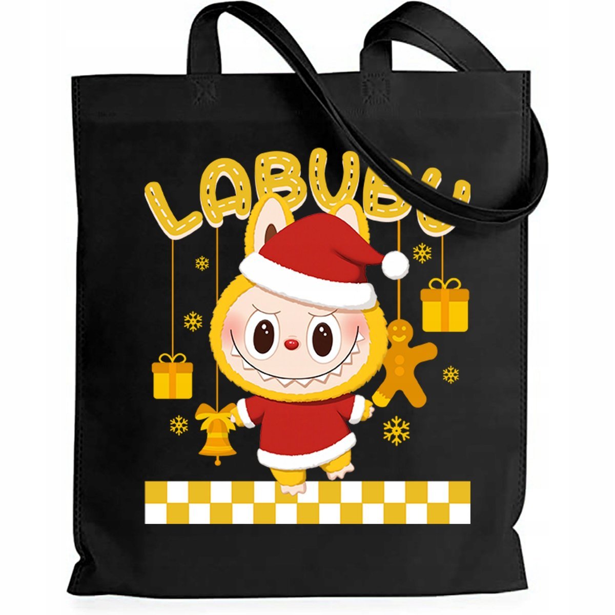 Torba EKO Czarna Shopper MIKOŁAJKI Prezent Na Święta Mikołajki Wzory