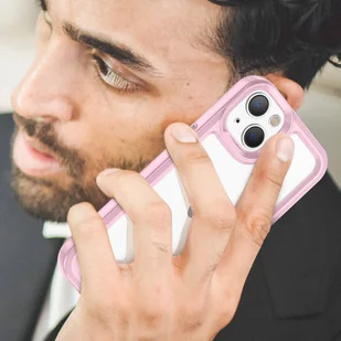 Outer Space Case etui iPhone 14 sztywny pokrowiec z żelową ramką różowy - Etui i futerały do telefonów - miniaturka - grafika 7
