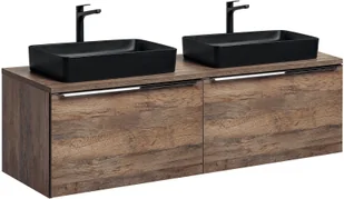 Zestaw meblowy 160cm z blatem i 2 umywalkami nablatowymi Slim - Meble łazienkowe - miniaturka - grafika 1