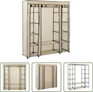 Szafy - The Living Store Szafa materiałowa z przegródkami na ubrania kremowa 150x45x176cm - miniaturka - grafika 1