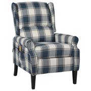 Fotele - vidaXL Rozkładany fotel masujący, niebieski, obity tkaniną - miniaturka - grafika 1