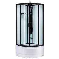 Kabiny z hydromasażem - Kabina prysznicowa półokrągła zabudowana na wysokim brodziku 90x90 Nina - miniaturka - grafika 1